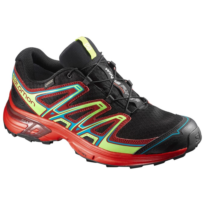 Salomon Israel WINGS FLYTE 2 GTX® - Mens Trail Running Shoes - Black/Dark Red (VUKP-19468)